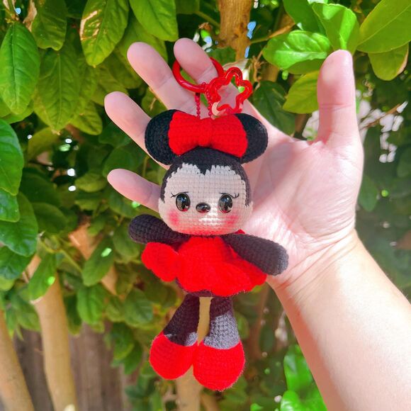 Mickey Minnie Crochet Keychain Set | Handmade Amigurumi Mickey Minnie Plush - Picture 3 of 9